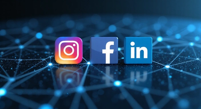 Social media icons floating over a network of connected lines, symbolizing digital connection and community engagement.