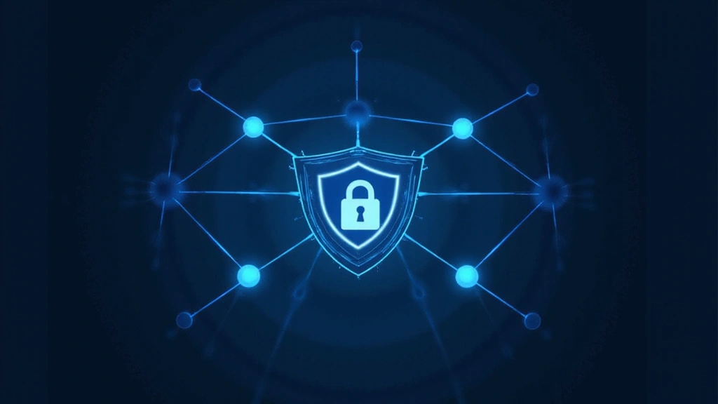 Abstract image representing data security with interconnected nodes and a shield icon