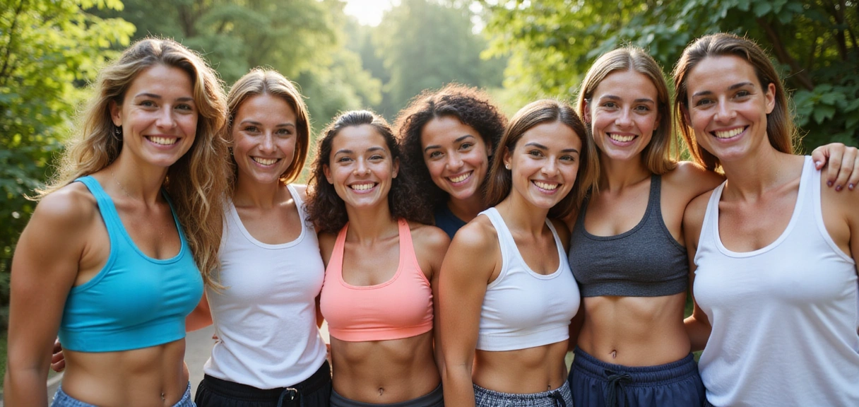 Happy, healthy individuals celebrating their success